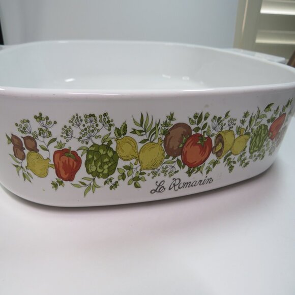 vintage Corning Ware A-10 Casserole Dish 2.5 Qt Spice O' Life Le Romarin w Lid - Picture 2 of 16